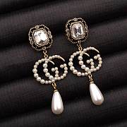 Fortok Gucci Diamond GG Pearl Earrings - 1