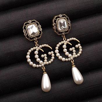 Fortok Gucci Diamond GG Pearl Earrings