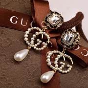 Fortok Gucci Diamond GG Pearl Earrings - 4