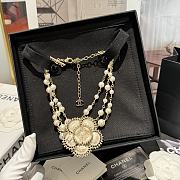 Fortok Chanel Double C Apricot Camellia Pearl Necklace - 5