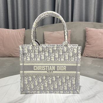 Fortok Dior Small Book Tote Gray Oblique Print 26.5x21x14cm