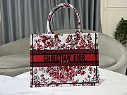 Fortok Dior Book Tote White And Red Butterfly And Heart Patterns Embroidery 36x27.5x16.5cm - 1