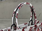 Fortok Dior Book Tote White And Red Butterfly And Heart Patterns Embroidery 36x27.5x16.5cm - 3