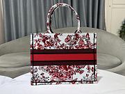 Fortok Dior Book Tote White And Red Butterfly And Heart Patterns Embroidery 36x27.5x16.5cm - 4