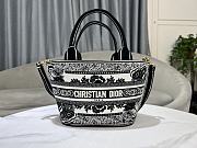 Fortok Dior Hat Basket Bag White and Black Butterfly Bandana Embroidery 26cm - 1
