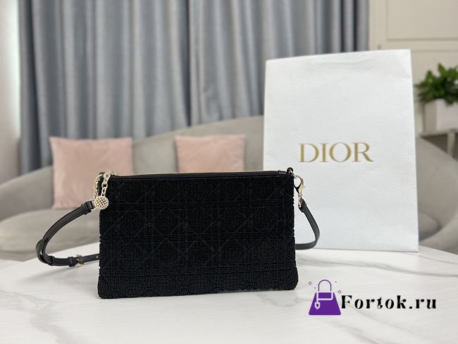 Fortok Dior Dream Embroidered Bead Tube Black Bag 26×16cm - 1