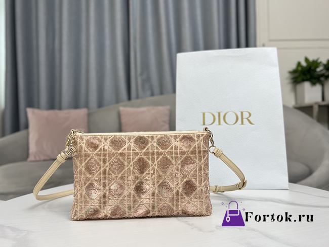 Fortok Dior Dream Embroidered Bead Tube Beige Bag 26×16cm - 1