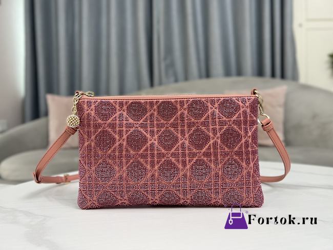 Fortok Dior Dream Embroidered Bead Tube Pink Bag 26×16cm - 1