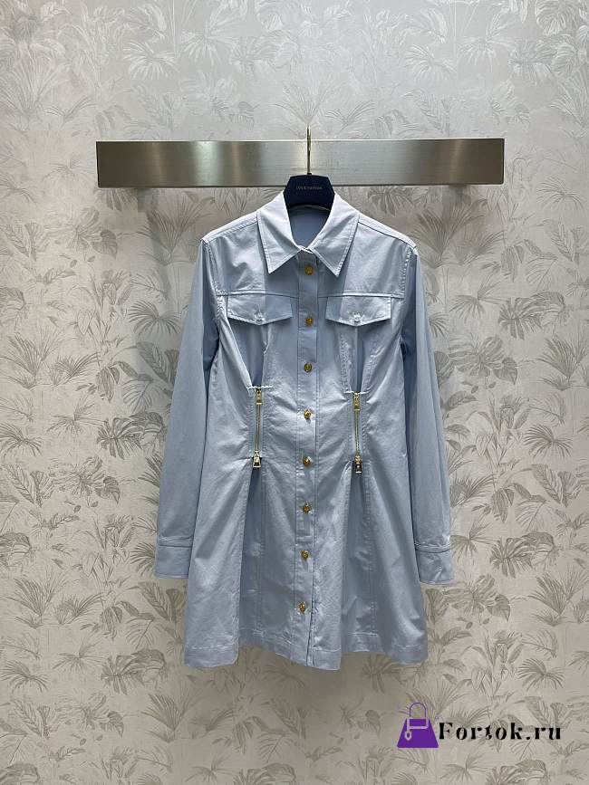 Fortok Louis Vuitton Blue Lapel Shirt Dress - 1