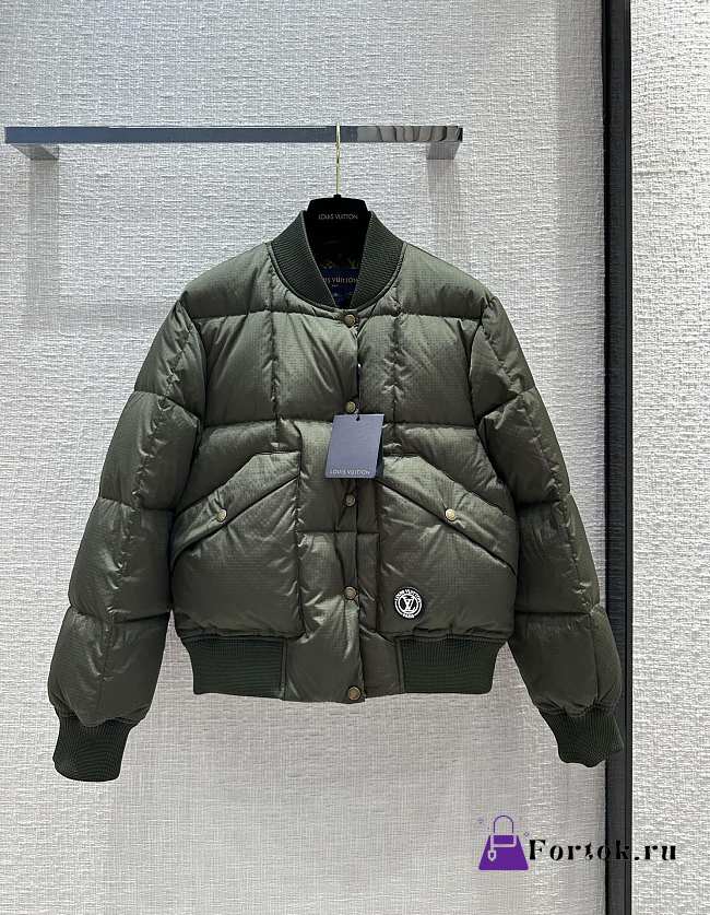 Fortok Louis Vuitton Padded Nylon Bomber Jacket Green Khaki - 1