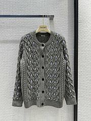 Fortok MiuMiu V-neck Beaded Cardigan Grey - 1