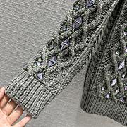 Fortok MiuMiu V-neck Beaded Cardigan Grey - 6