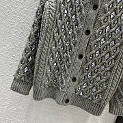 Fortok MiuMiu V-neck Beaded Cardigan Grey - 3