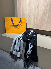 Fortok Louis Vuitton Scarf Black and Grey 191x46cm  - 1