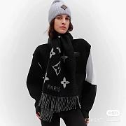 Fortok Louis Vuitton Scarf Black and Grey 191x46cm  - 6
