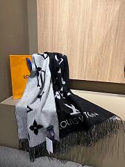 Fortok Louis Vuitton Scarf Black and Grey 191x46cm  - 5