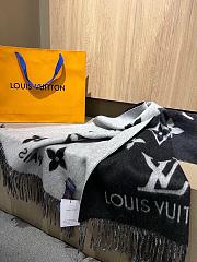 Fortok Louis Vuitton Scarf Black and Grey 191x46cm  - 4