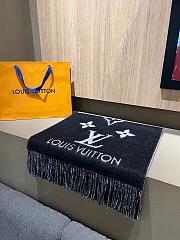 Fortok Louis Vuitton Scarf Black and Grey 191x46cm  - 2