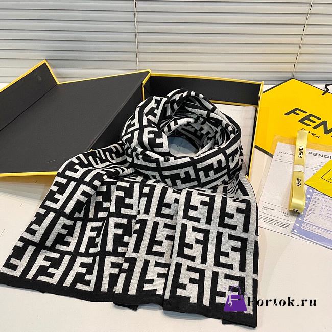 Fortok Fendi FF Element Scarf Black and Grey 32x200cm - 1