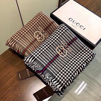 Fortok Gucci Cashmere Scarf Black/Brown 90x200cm 