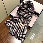 Fortok Gucci Cashmere Scarf Black/Brown 90x200cm  - 5