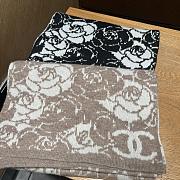 Fortok Chanel Camellia Cashmere Scarf Black/Brown 80x200cm - 1