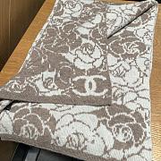 Fortok Chanel Camellia Cashmere Scarf Black/Brown 80x200cm - 5