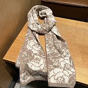 Fortok Chanel Camellia Cashmere Scarf Black/Brown 80x200cm - 4