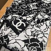 Fortok Chanel Camellia Cashmere Scarf Black/Brown 80x200cm - 3