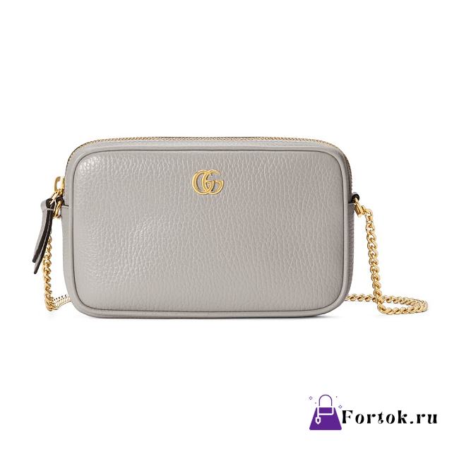 Fortok Gucci Marmont Mini Shoulder Bag Grey Leather 772759 18.5x11x4cm - 1