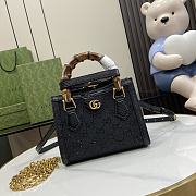 Fortok Gucci Diana Mini GG Crystal Tote Bag Black 707449 16x20x10cm - 1