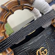 Fortok Gucci Diana Mini GG Crystal Tote Bag Black 707449 16x20x10cm - 3