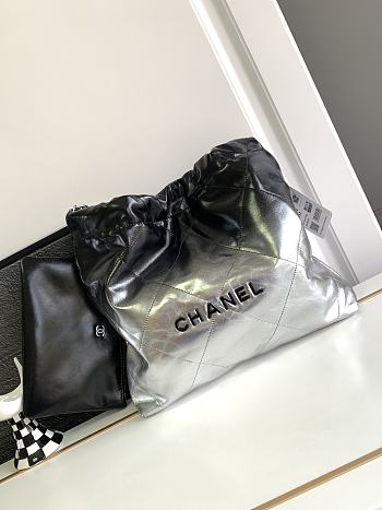 Fortok Chanel 22 Handbag Black & Silver 35cm