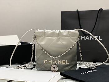 Fortok Chanel 22 Handbag White & Grey 23x18.5x6cm