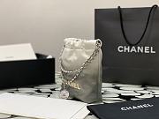 Fortok Chanel 22 Handbag White & Grey 23x18.5x6cm - 6