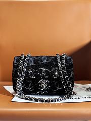 Fortok Chanel Evening Bag Sequins & Silver-plated Metal Black & Silver 20cm - 1