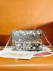 Fortok Chanel 23C Sequin Flap Bag Silver 20cm - 1