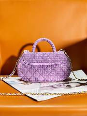 Fortok Chanel 23C Purple Bag With Top Handle Tweed Sequins Gold Tone Metal 13.5x23.5x5.5cm - 5