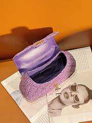 Fortok Chanel 23C Purple Bag With Top Handle Tweed Sequins Gold Tone Metal 13.5x23.5x5.5cm - 4