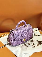 Fortok Chanel 23C Purple Bag With Top Handle Tweed Sequins Gold Tone Metal 13.5x23.5x5.5cm - 3