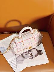 Fortok Chanel 24C Coco Bag With Top Handle Tweed Gold Metal AS4573 13.5x23.5x5.5cm - 4