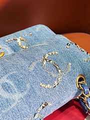 Fortok Chanel 23B Beaded and Sequined Classic Flap Bag Blue Denim 15.5x25.5x6.5cm - 6