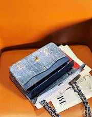 Fortok Chanel 23B Beaded and Sequined Classic Flap Bag Blue Denim 15.5x25.5x6.5cm - 3