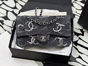 Fortok Chanel 23B Beaded and Sequined Classic Flap Bag Black Denim 15.5x25.5x6.5cm - 1