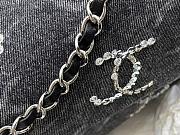 Fortok Chanel 23B Beaded and Sequined Classic Flap Bag Black Denim 15.5x25.5x6.5cm - 3