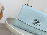 Fortok Chanel A07095 Blue Flap CC Silver Chain Shoulder Bag 32x7.5x19cm - 6