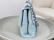 Fortok Chanel A07095 Blue Flap CC Silver Chain Shoulder Bag 32x7.5x19cm - 5