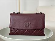 Fortok Chanel A07095 Burgundy Flap CC Silver Chain Shoulder Bag 32x7.5x19cm - 1