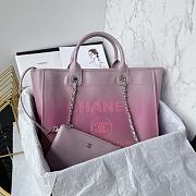 Fortok Chanel Shopping Bag Gradient Calfskin & Silver Metal Light Purple, Pink & Coral Red AS3351 31cm - 1