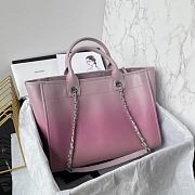 Fortok Chanel Shopping Bag Gradient Calfskin & Silver Metal Light Purple, Pink & Coral Red AS3351 31cm - 6